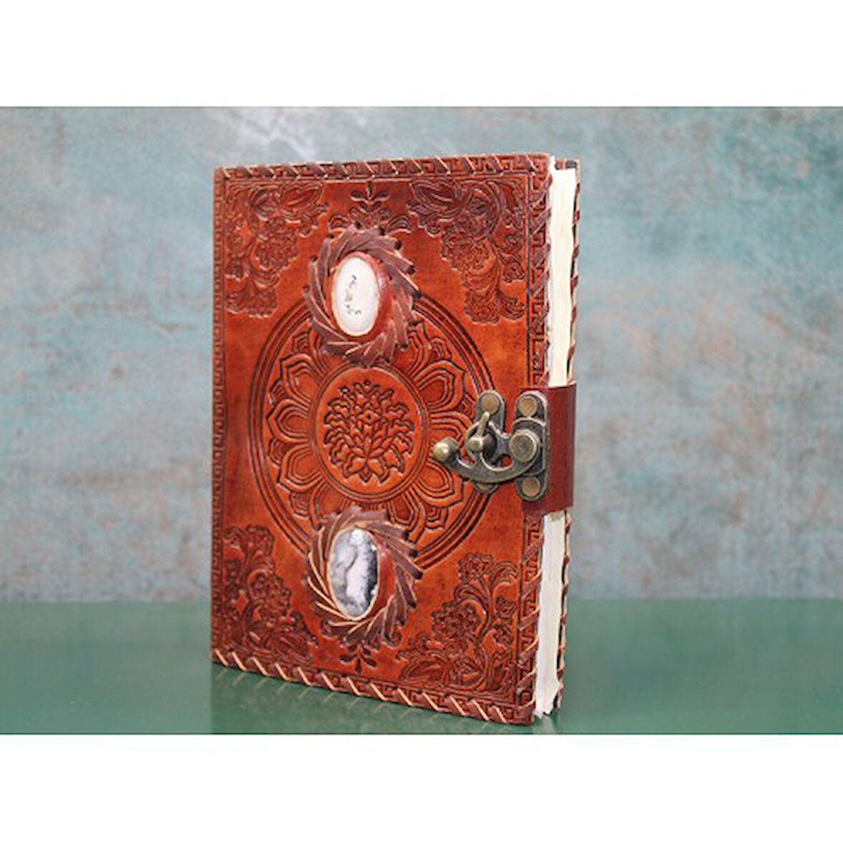 Kapamarka Taşlı Deri Defter Model 2