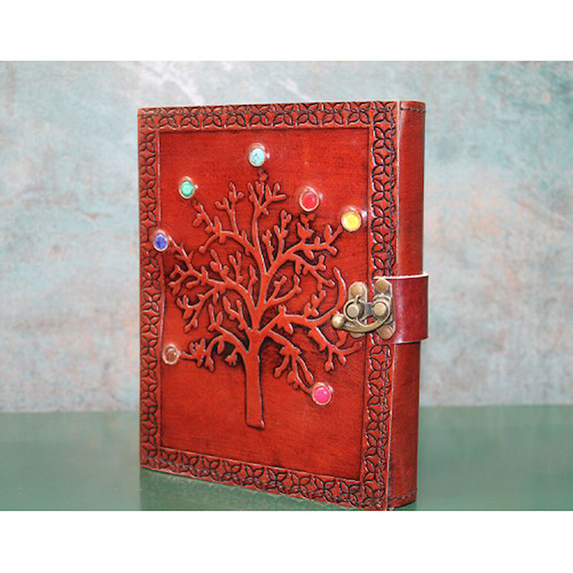 Kapamarka Taşlı Deri Defter Model 6