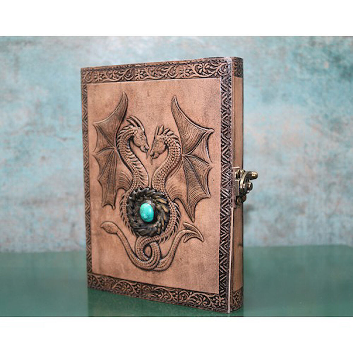 Kapamarka Taşlı Deri Defter Model 8
