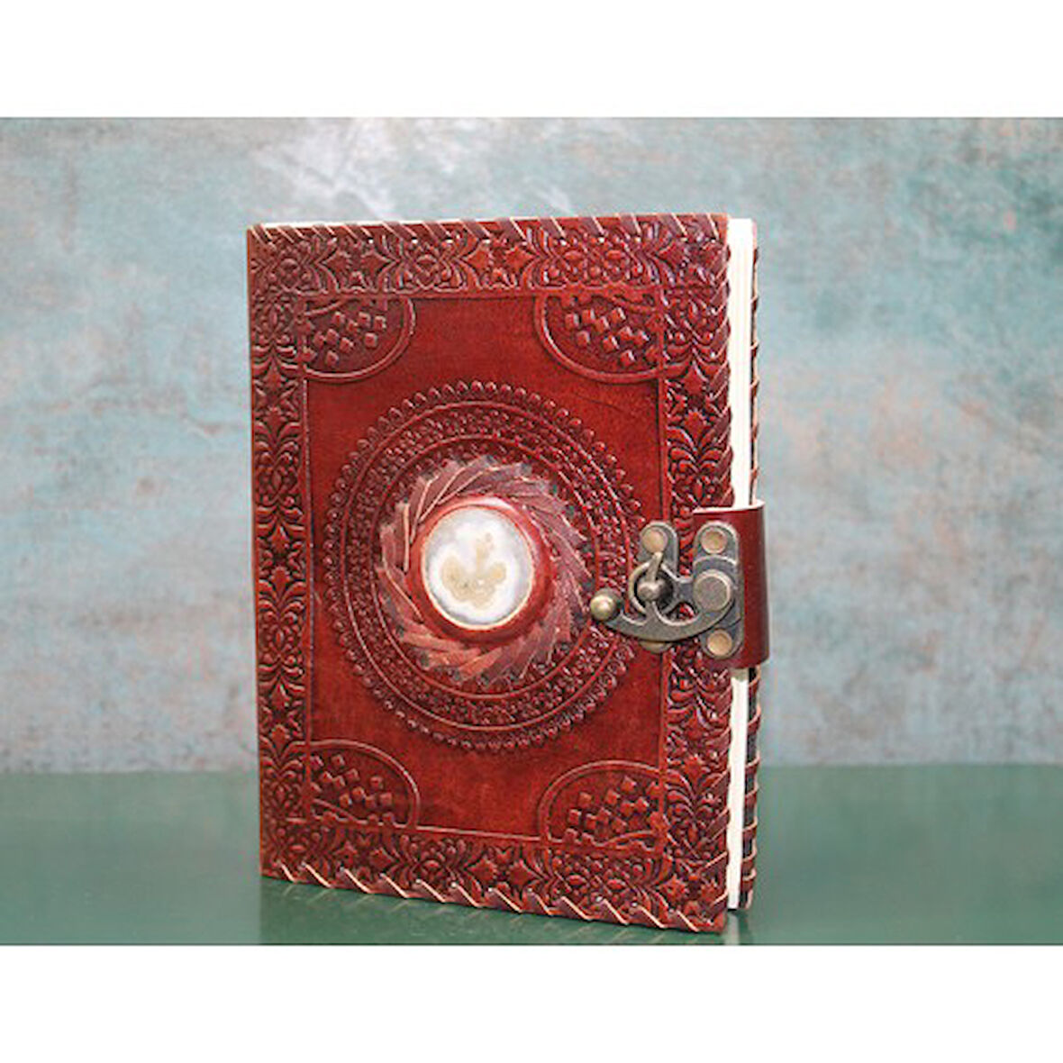 Kapamarka Taşlı Deri Defter Model 11