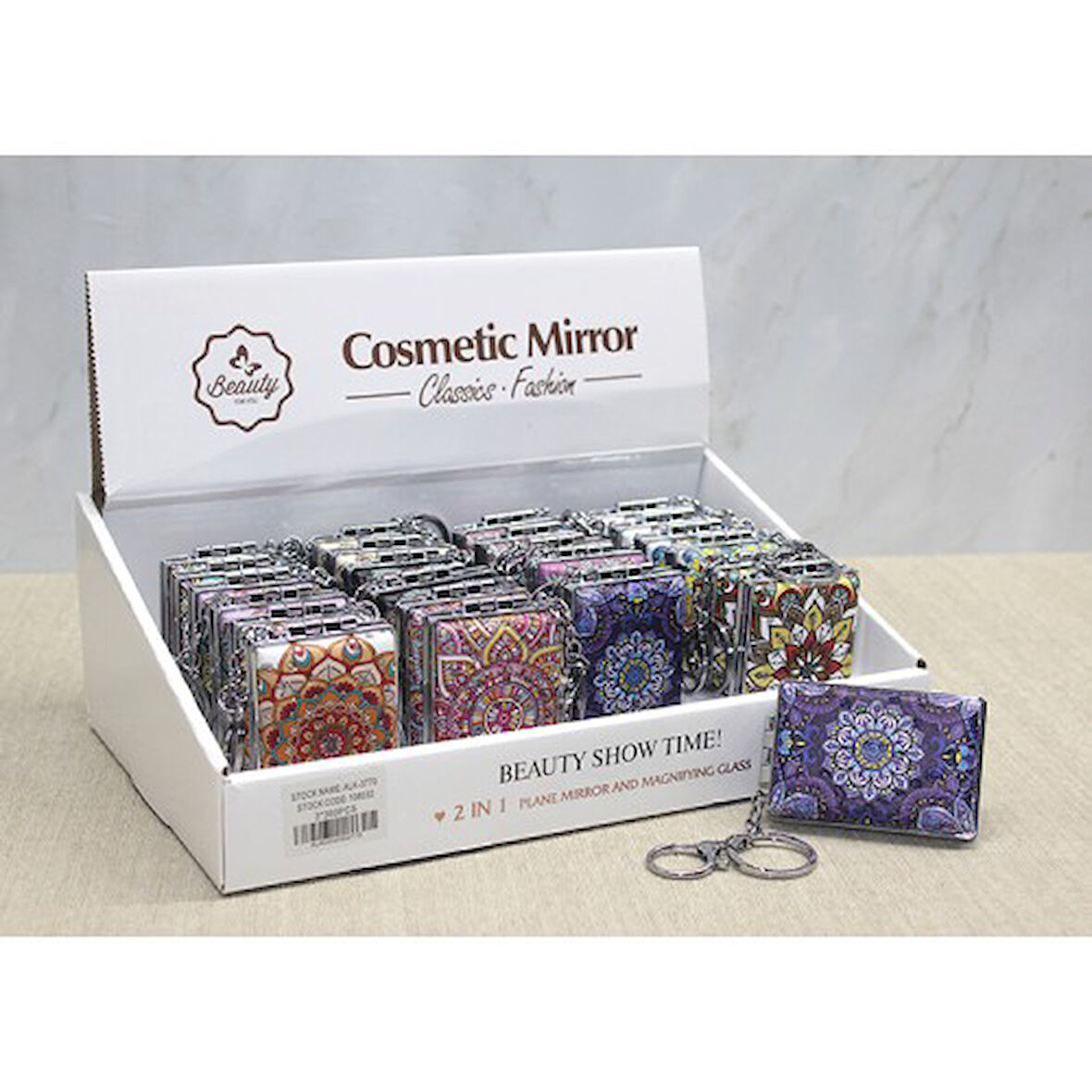 Kapamarka Taşlı El Aynası Anahtarlık Model 5