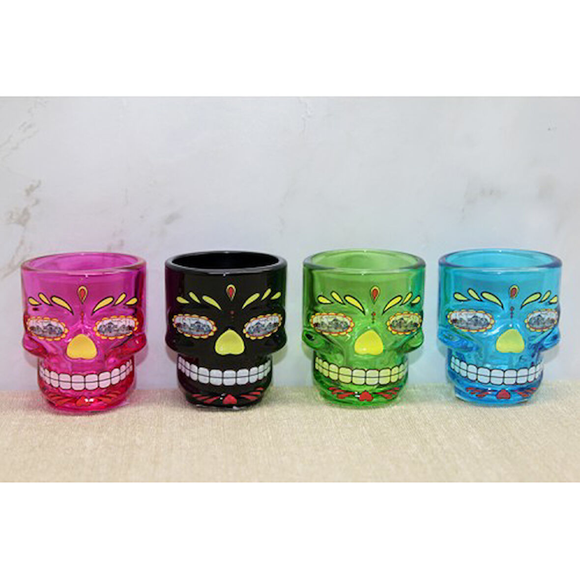 İstanbul Temalı Cam Kurukafa Shot Bardak Renkli