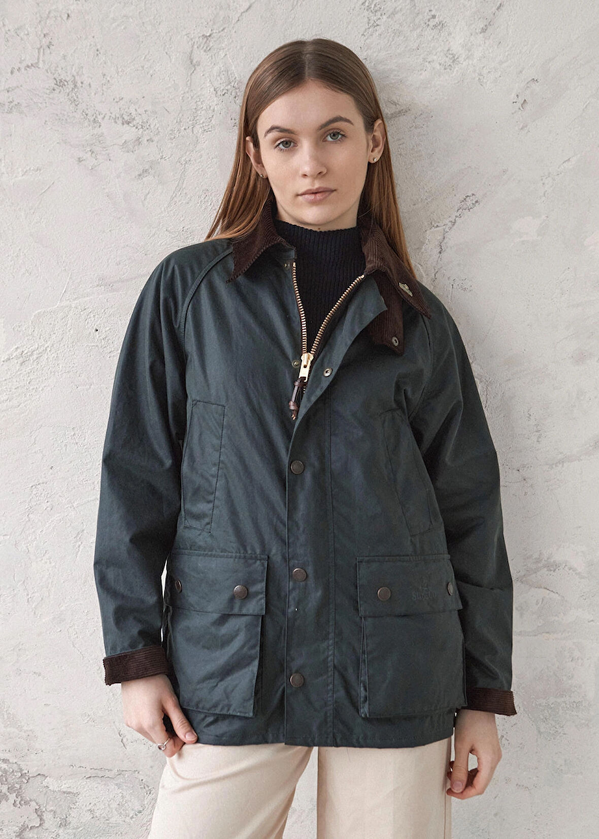 Stuf&Co  /Barn Yağlı Ceket Sage Green  / Barn Wax Jacket/  Barn Waxed Cotton Jacket 
