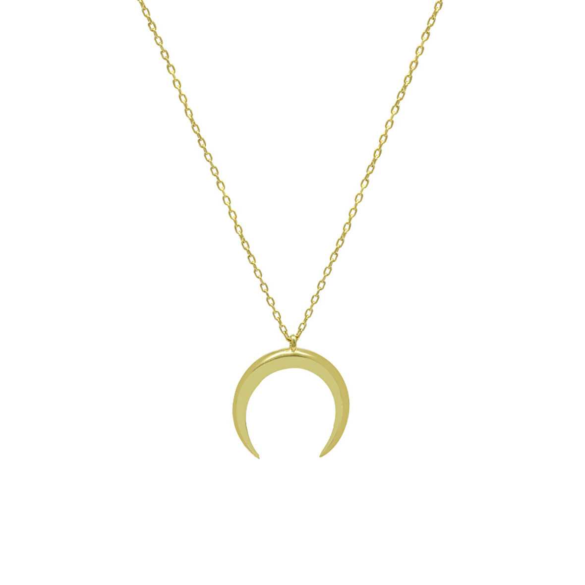 Hilal Tasarım Gold Renk 925 Ayar Gümüş Kadın Kolye