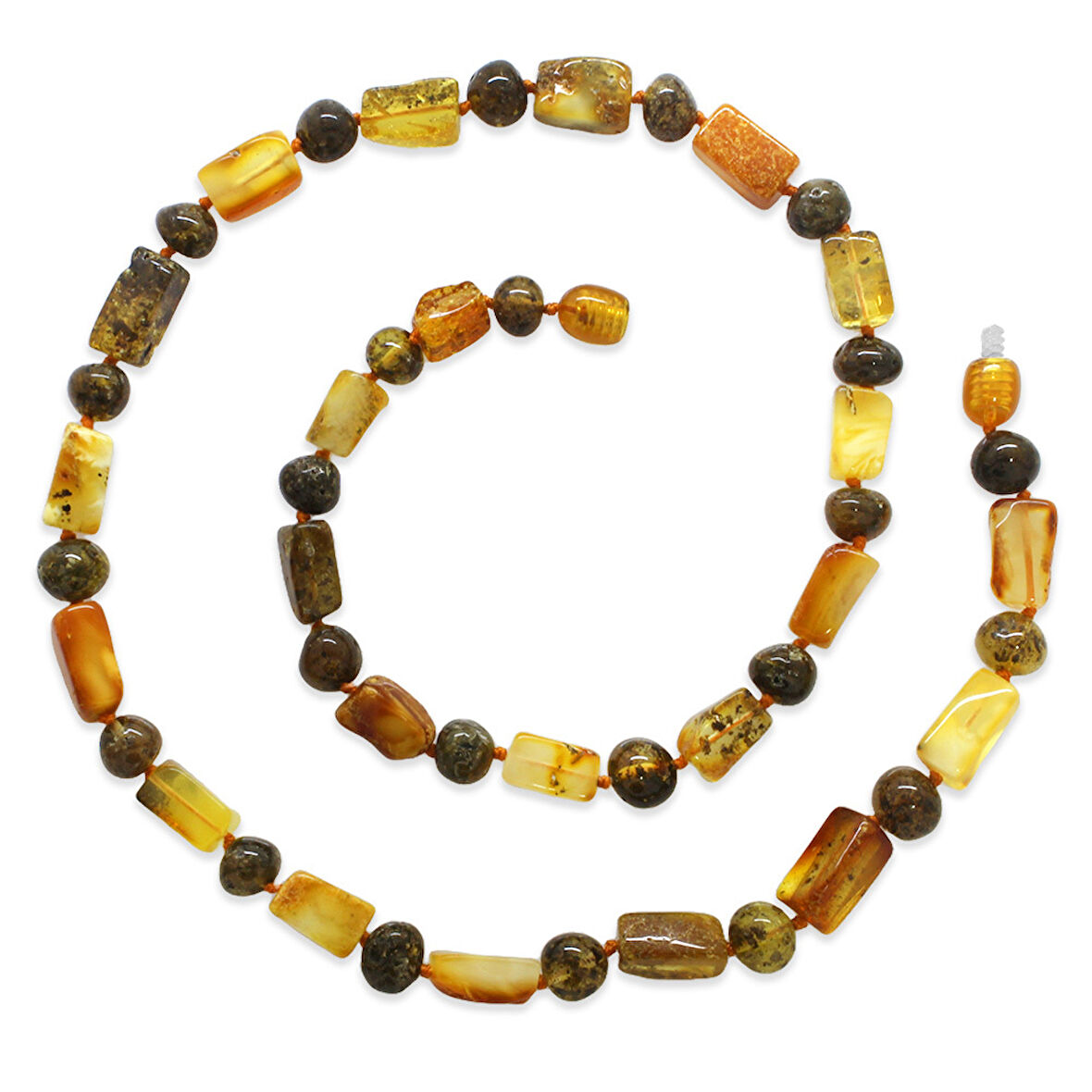 Doğal Form Bal-Kahverengi Hareli Doğal Damla Kehribar Taşlı Erkek Kolye