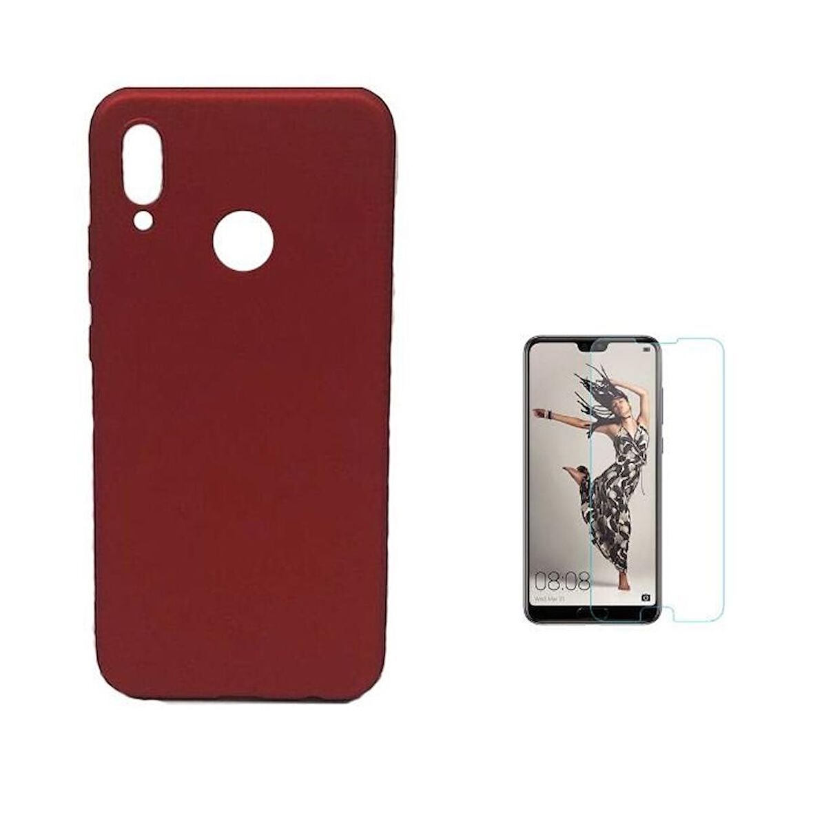 Smcase Huaweı P20 Lite Soft Lüks Silikon Kılıf  Nano Ekran Koruyucu