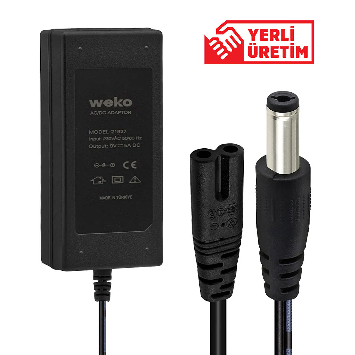 WEKO 9 VOLT - 5 AMPER 5.5*2.5 UÇLU YERLİ ÜRETİM YAZAR KASA/POS MAKİNESİ MASAÜSTÜ  ADAPTÖR