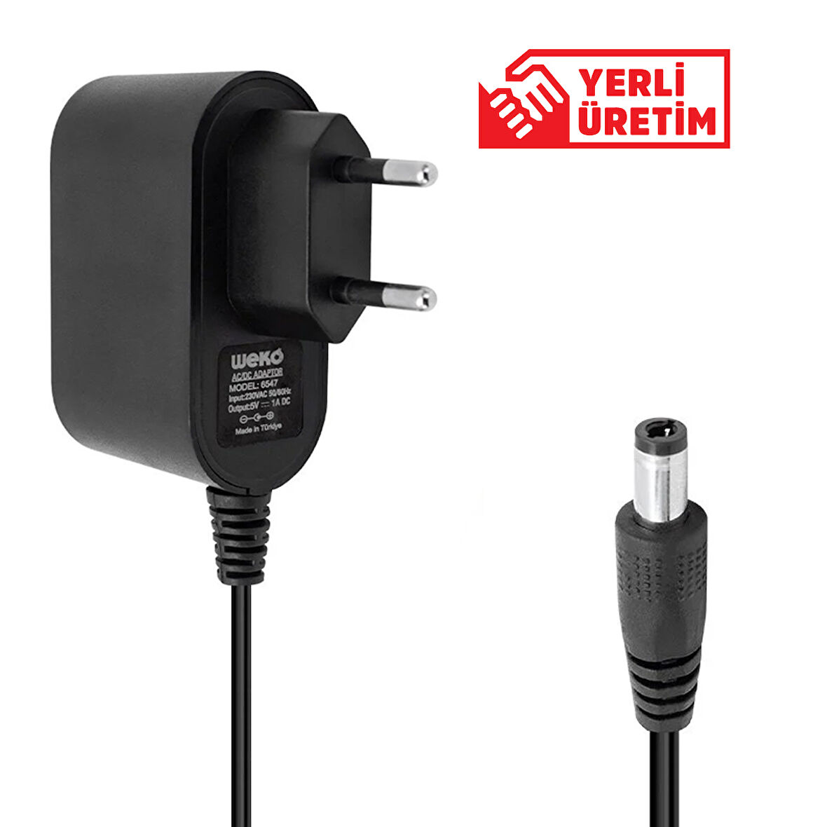 WEKO 5 VOLT - 1 AMPER 5.5*2.5 UÇLU YERLİ ÜRETİM PLASTİK KASA PRİZ TİPİ ADAPTÖR