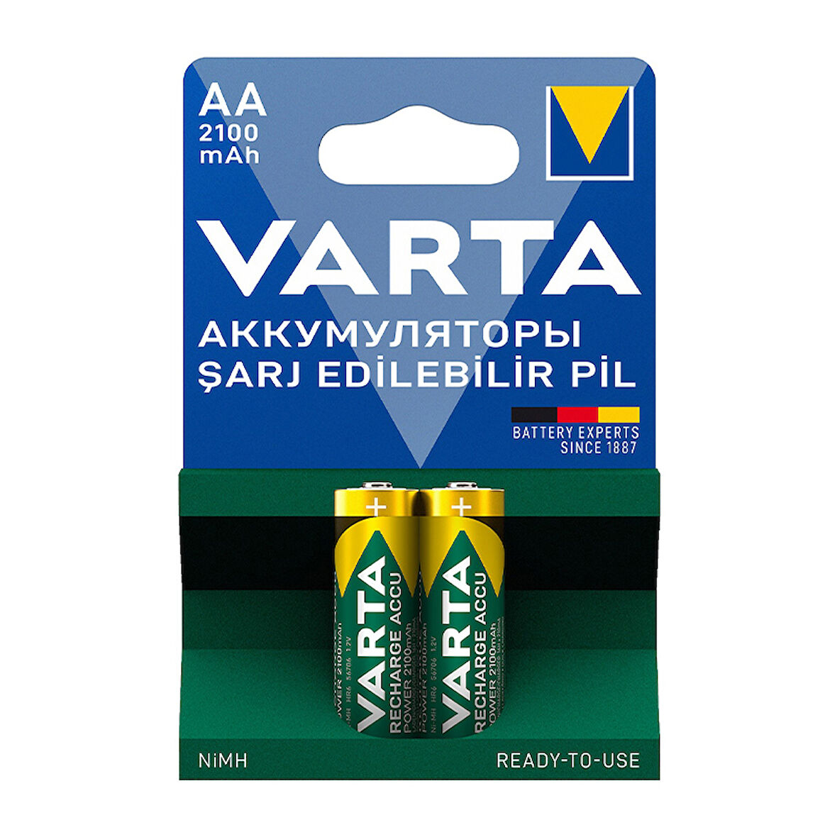 NI-MH 1.2 VOLT - 2100 MAH HR6 AA ŞARJLI 2Lİ KALEM PİL-VARTA