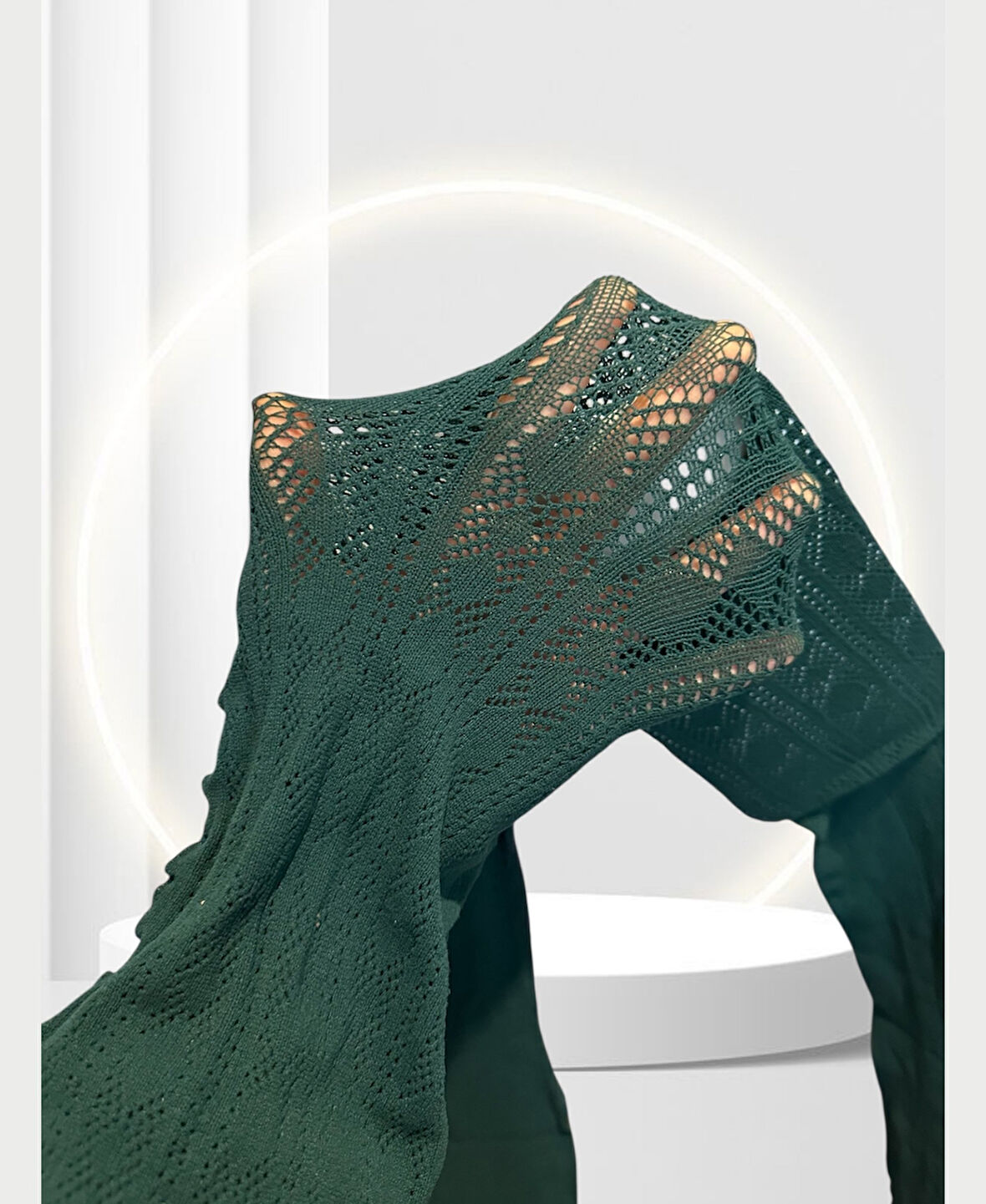 Elena Kış Filesi Zümrüt Yeşili Desenli Külotlu Çorap-Limited