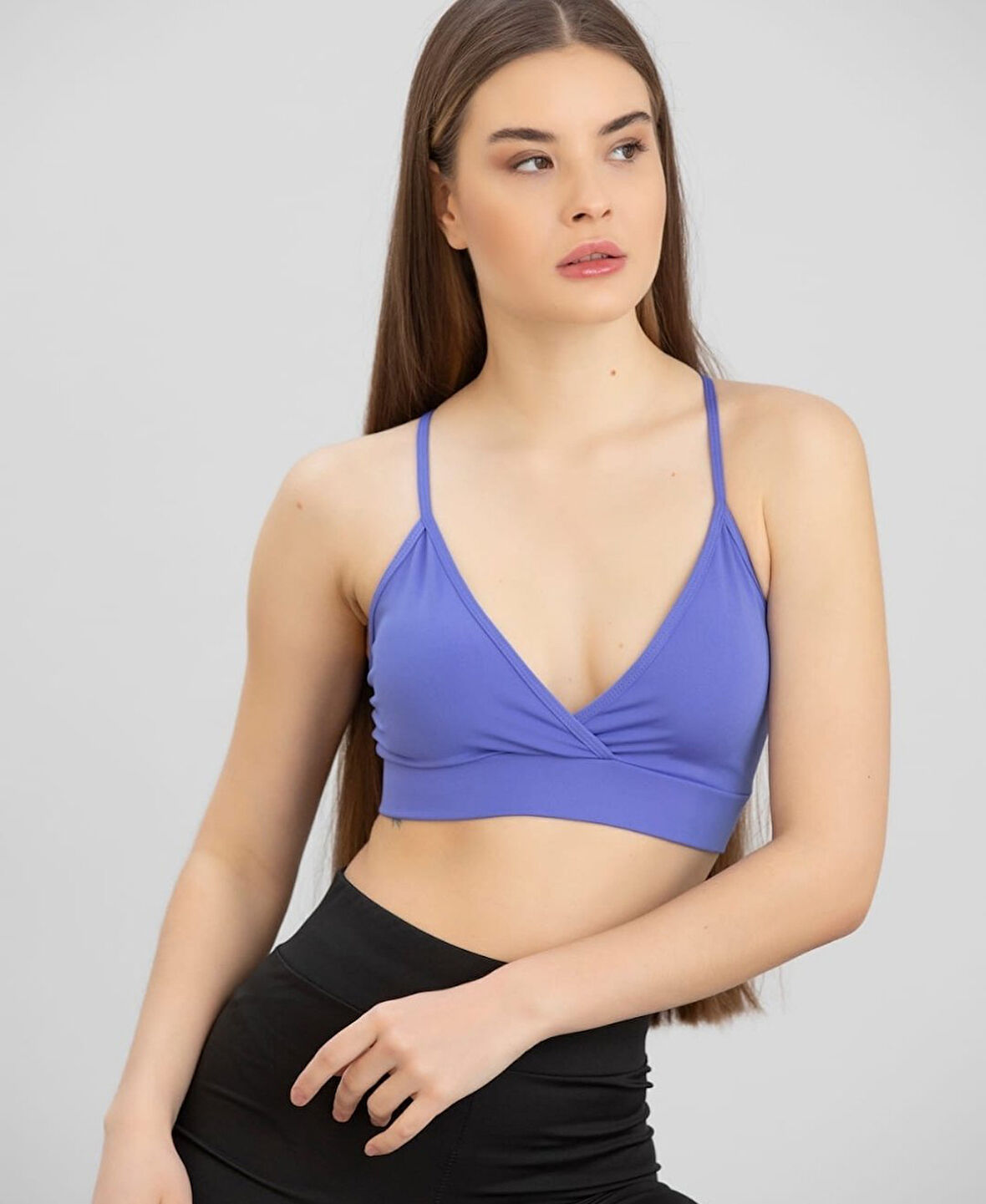 Aurafit Kaplı Arkası Çapraz Derin Dekolte İp Askılı Spor Sütyeni/Büstiyer-9026
