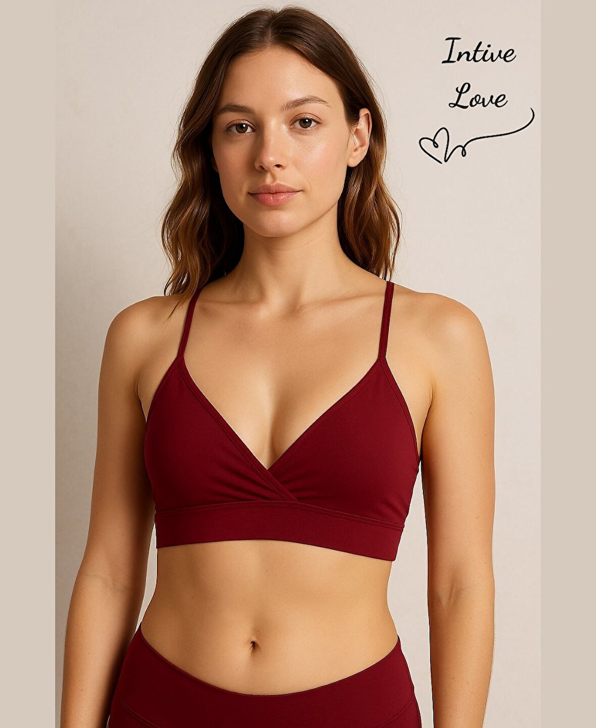 Aurafit Kaplı Arkası Çapraz Derin Dekolte İp Askılı Spor Sütyeni/Büstiyer-9026