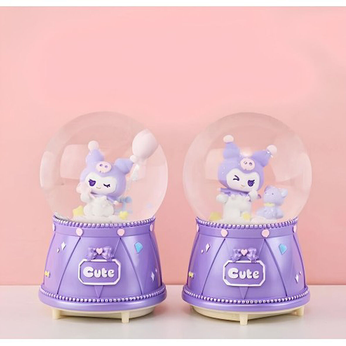 Kuromi Işıklı Müzikli Kar Küresi Orta Boy Model 3