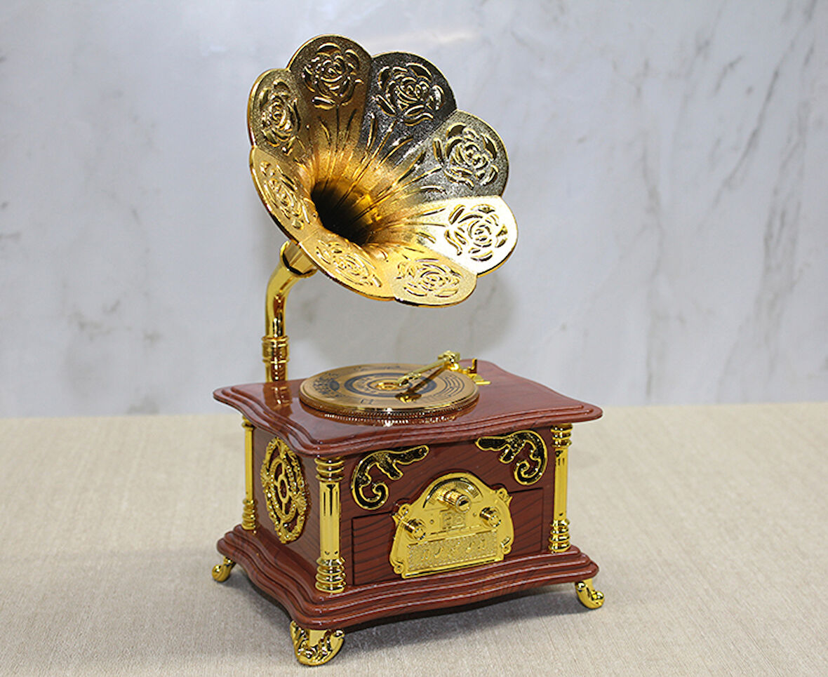 Gramofon Müzik Kutusu Kahverengi 