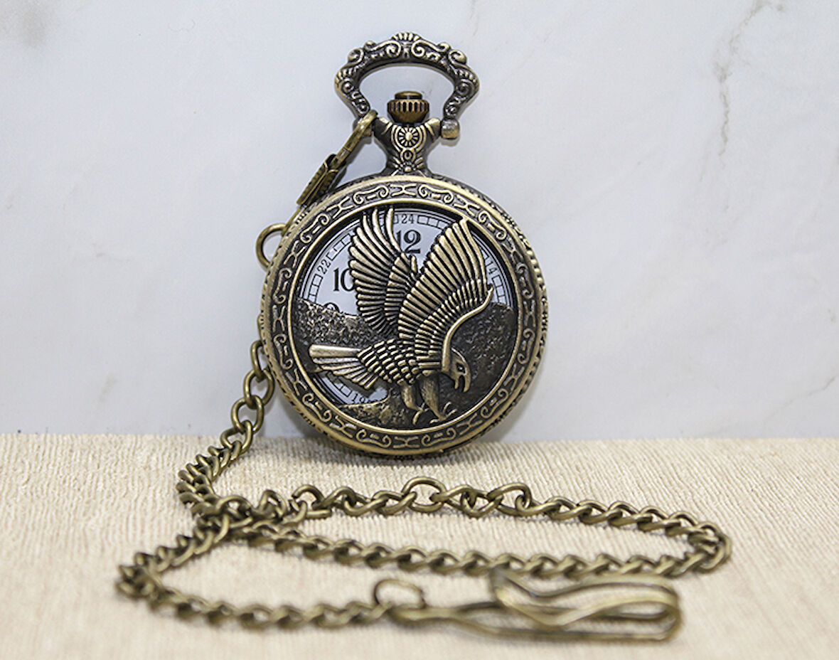 Kartal Tasarımlı Köstekli Saat 