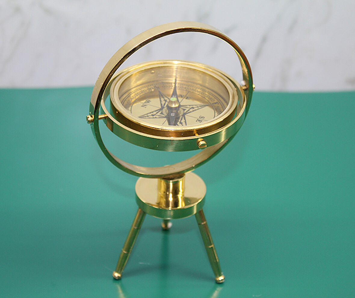 Pirinç Masa Üstü Pusula Model 2 