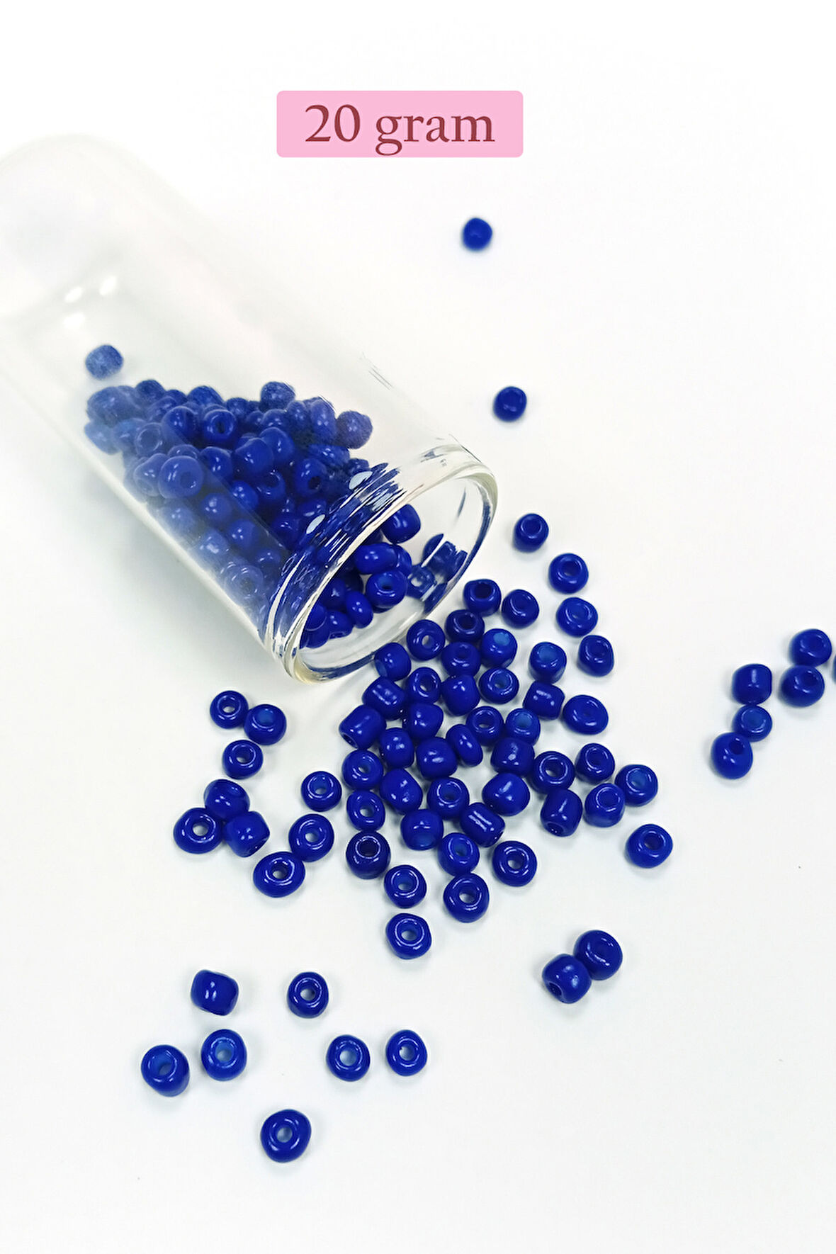 Dökme Cam Kum Boncuk Büyük Boy (6/0) 4 mm - 20 Gram - Koyu Mavi - BNC103