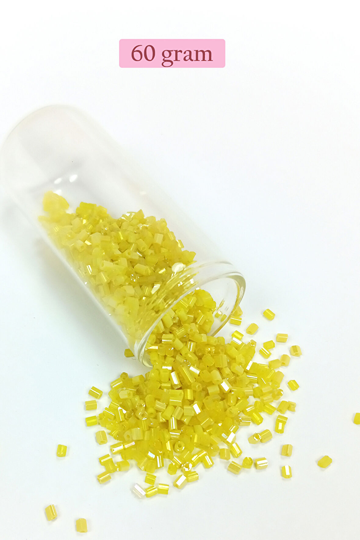 Kesme Cam Boncuk 2mm - 60 Gram - Koyu Sarı - BNC385