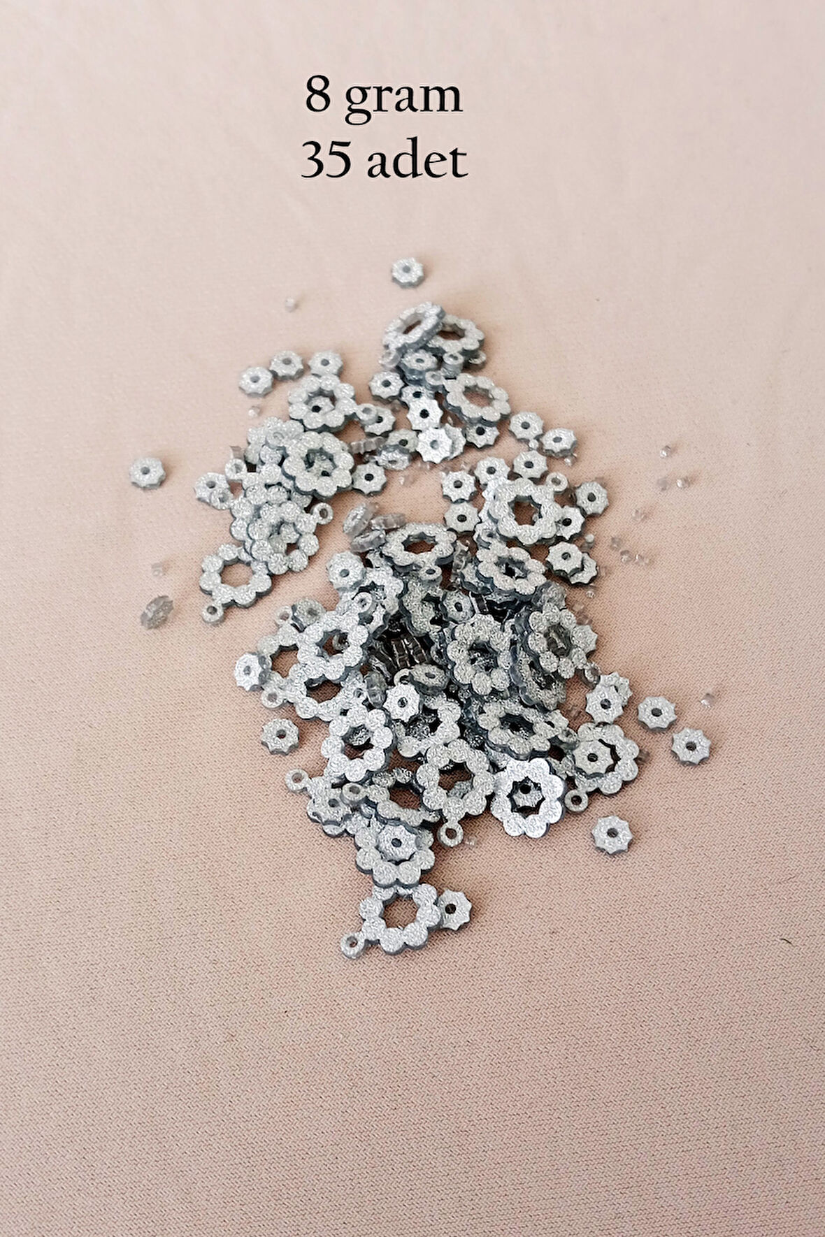 Oya Abiye Bileklik Kolye Pleksi Metalik Plastik Pul Gümüş Renk 8 gram 35 adet - BNC501