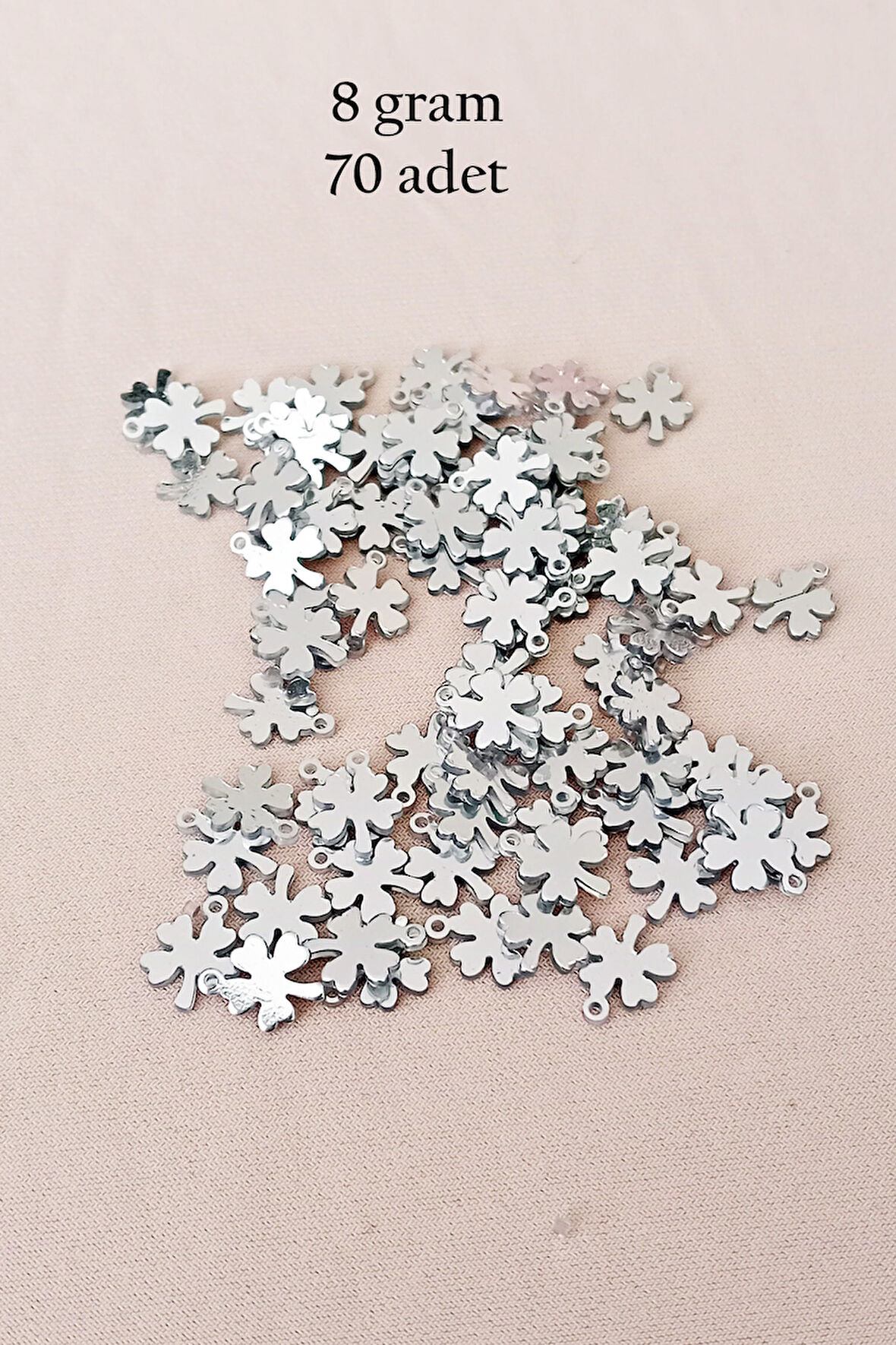 Oya Abiye Bileklik Kolye Pleksi Metalik Plastik Pul Gümüş Renk 8 gram 70 adet - BNC502