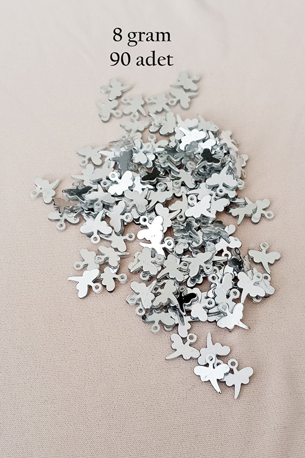 Oya Abiye Bileklik Kolye Pleksi Metalik Plastik Pul Gümüş Renk 8 gram 90 adet - BNC503