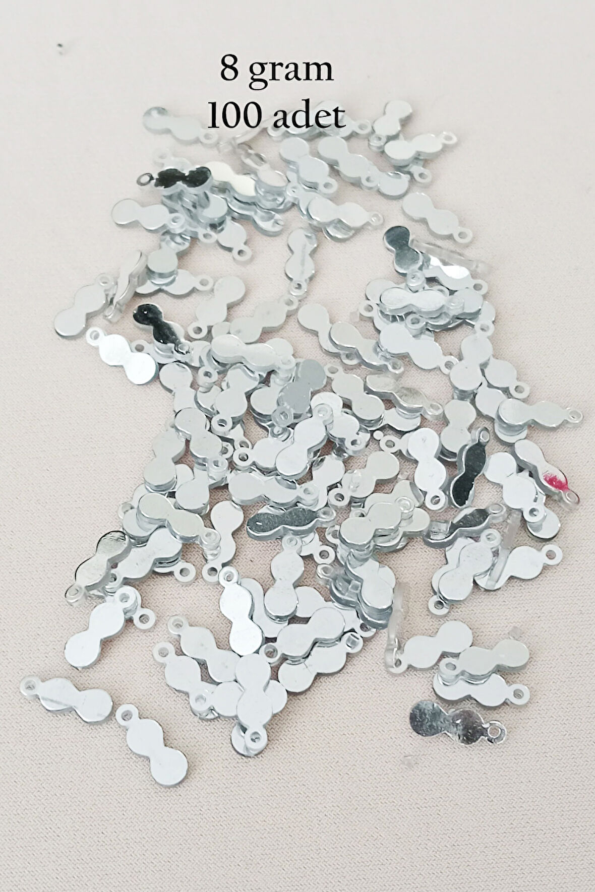 Oya Abiye Bileklik Kolye Pleksi Metalik Plastik Pul Gümüş Renk 8 gram 100 adet - BNC508