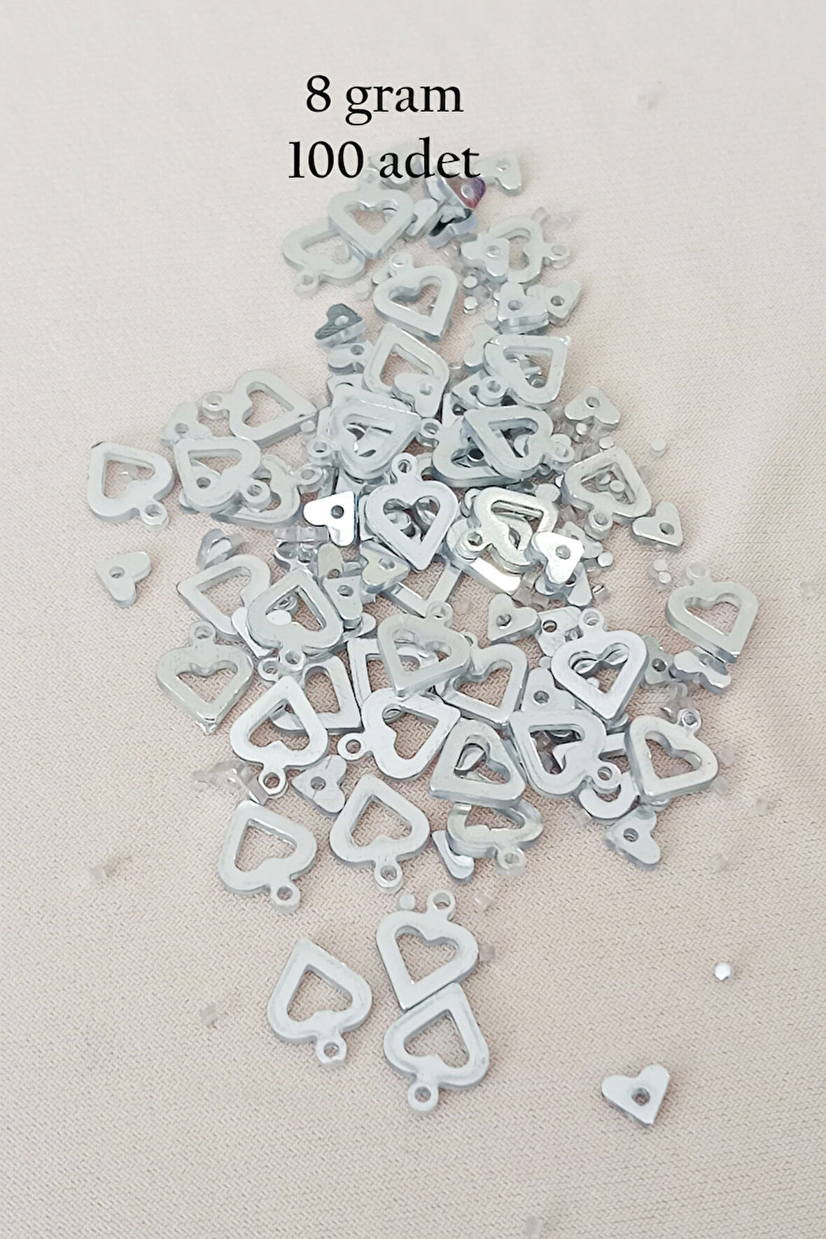 Oya Abiye Bileklik Kolye Pleksi Metalik Plastik Pul Gümüş Renk 8 gram 100 adet - BNC511