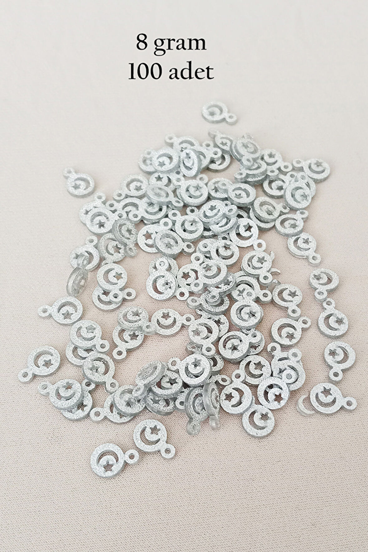 Oya Abiye Bileklik Kolye Pleksi Metalik Plastik Pul Gümüş Renk 8 gram 100 adet - BNC516