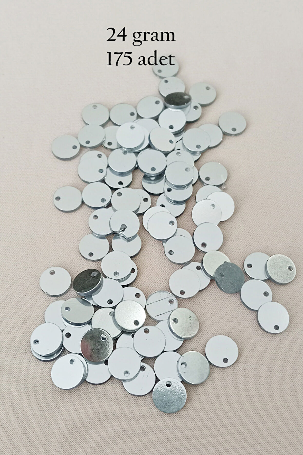 Oya Abiye Bileklik Kolye Pleksi Metalik Plastik Pul Gümüş Renk 24 gram 255 adet - BNC583