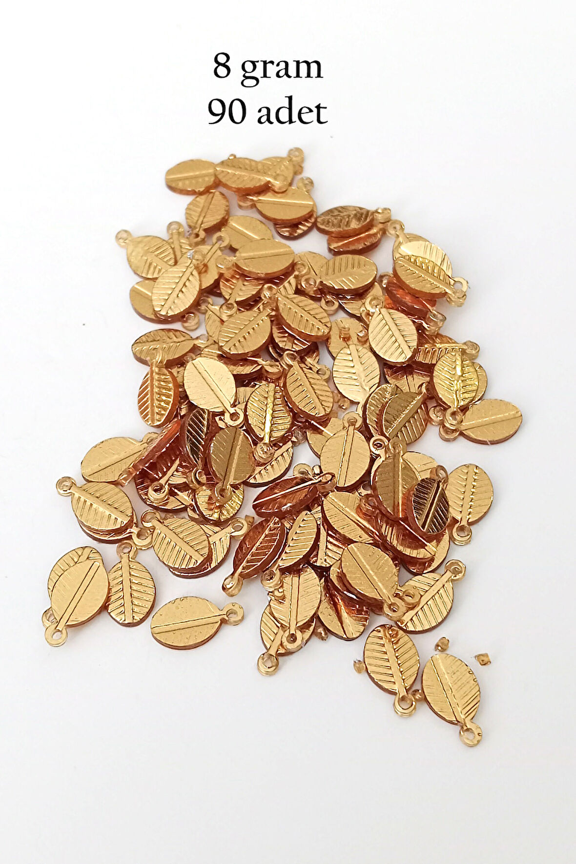 Oya Abiye Bileklik Kolye Pleksi Metalik Plastik Pul Altın Renk 8 gram 90 adet - BNC478