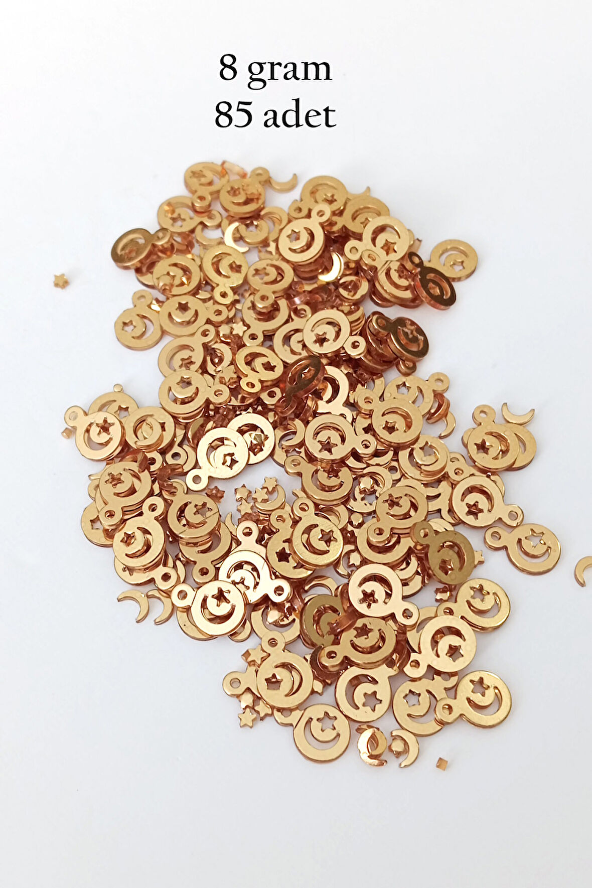 Oya Abiye Bileklik Kolye Pleksi Metalik Plastik Pul Altın Renk 8 gram 85 adet - BNC483