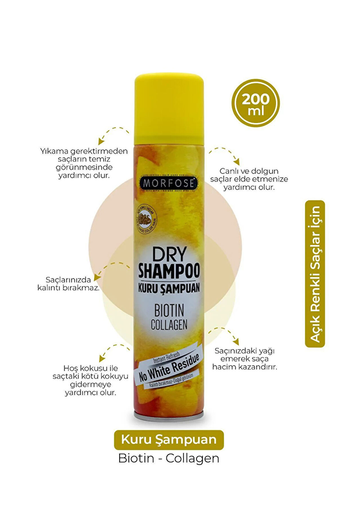 Kuru Şampuan Biotin Collagen 200 ML - Açık Renkli Saçlar - mrfs