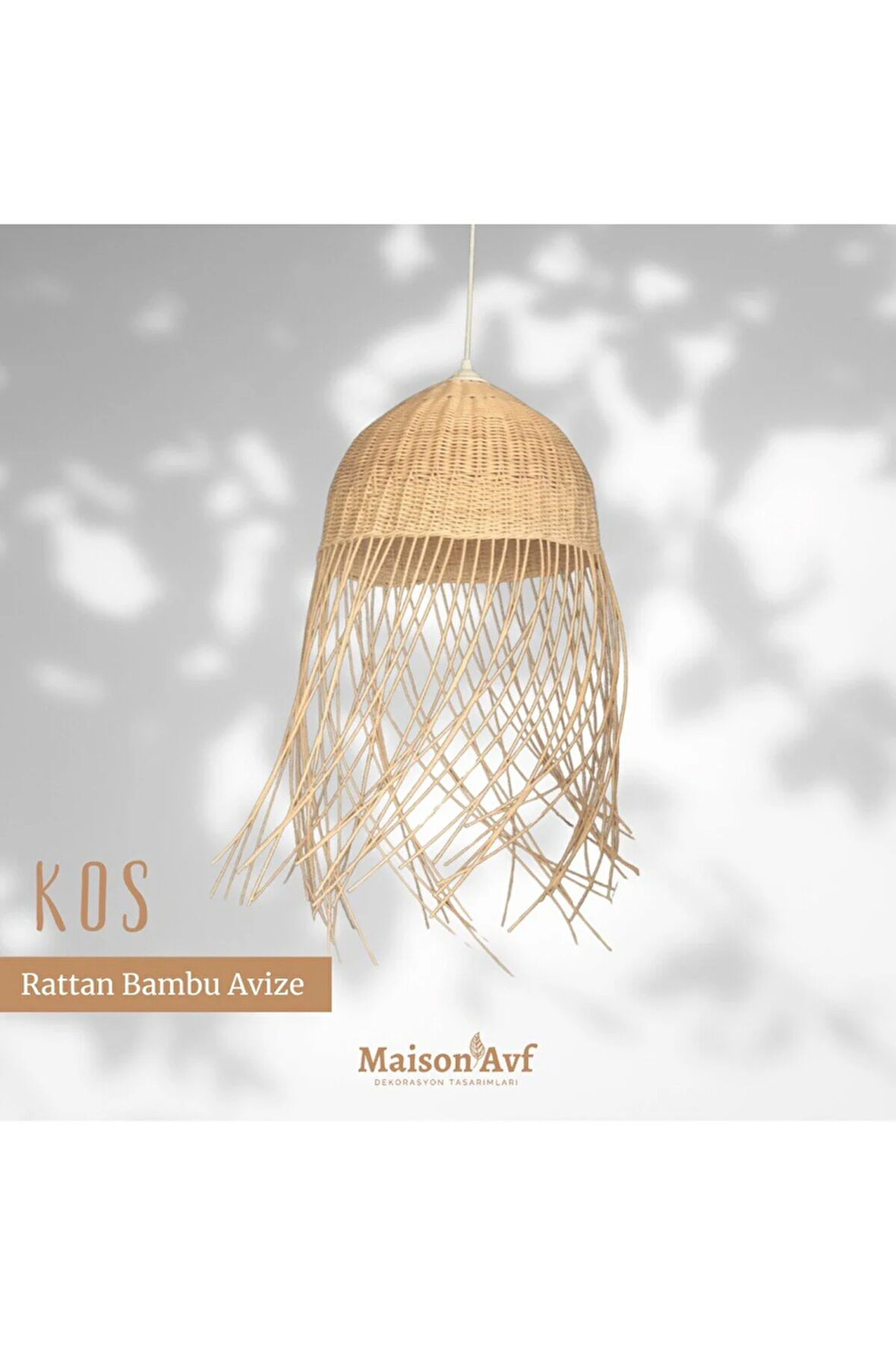 Kos Rattan Bambu Saçaklı Avize