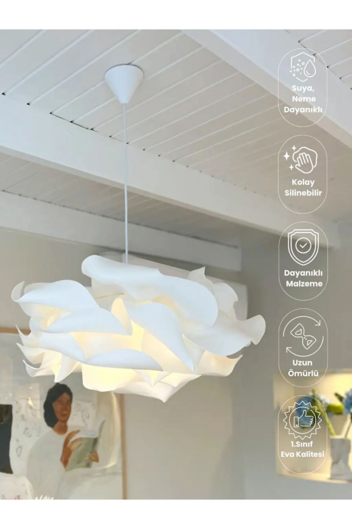 Vehha Tasarım Eva Beyaz Modern Sarkıt Avize