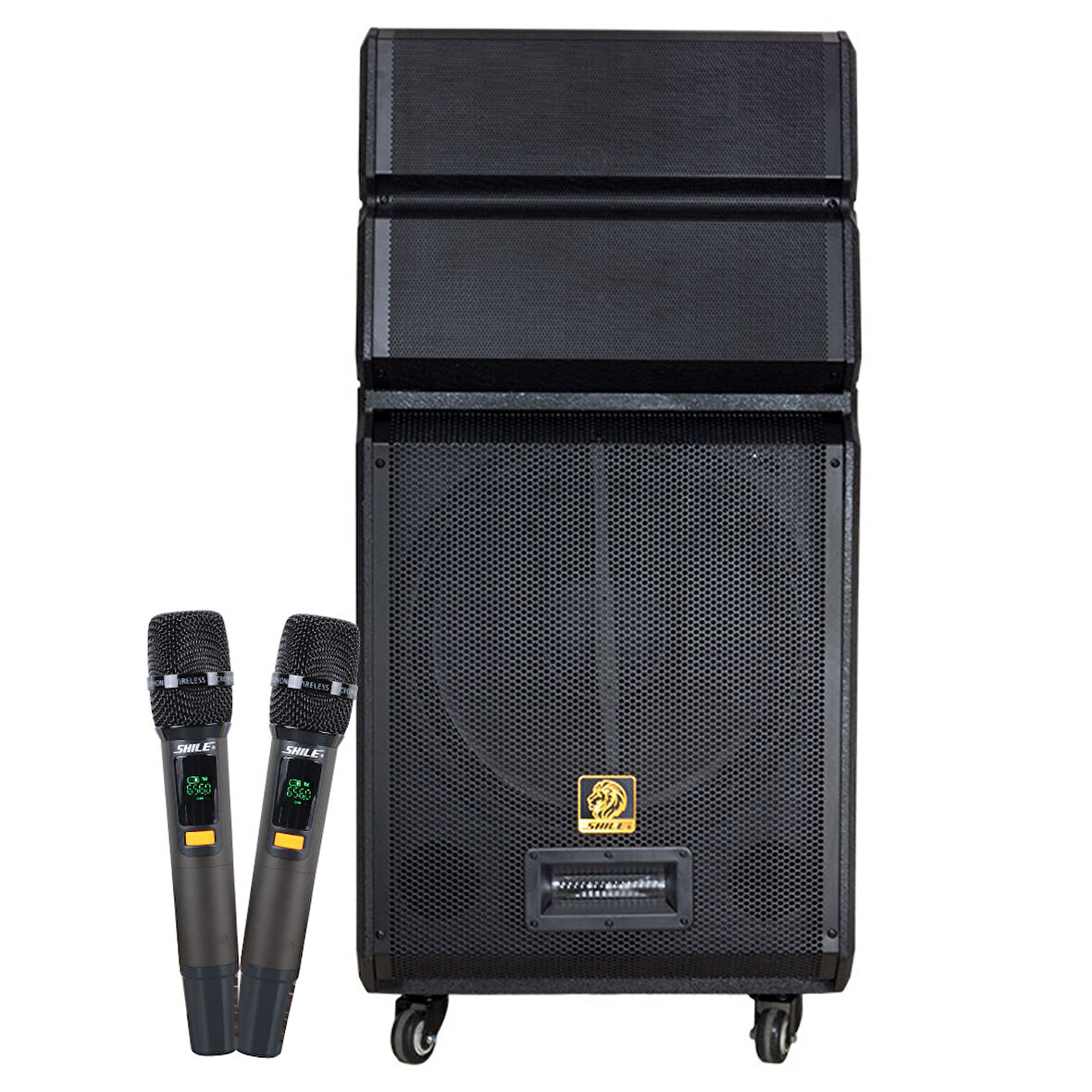 SL-1612B İKİ EL MİKROFONLU KUMANDALI USB+SD+BT+FM TAŞINABİLİR HOPARLÖR 