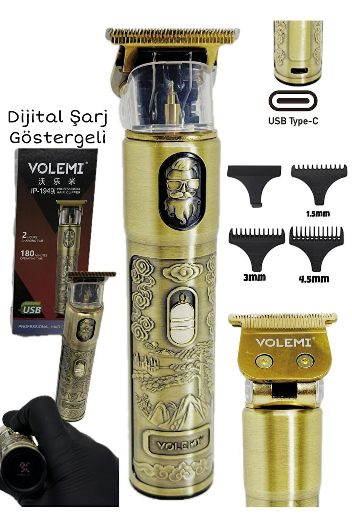 Dijital Göstergeli Saç Sakal Tıraş Makinesi - Sıfıra Yakın - IP-1949 