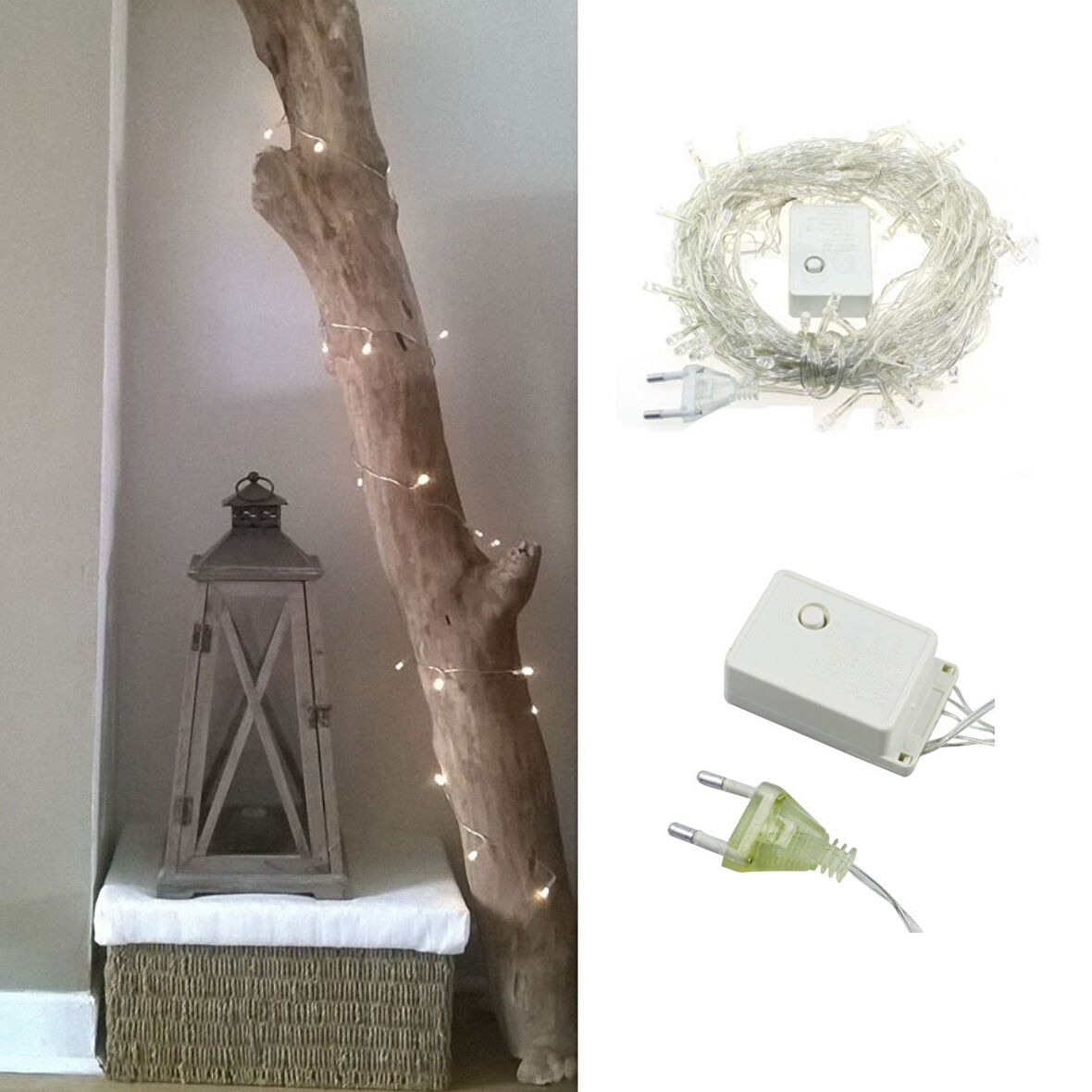 100 Ledli 8 Fonksiyonlu 10 Metre Led Aydınlatma Dekor Lambası (beyaz) 