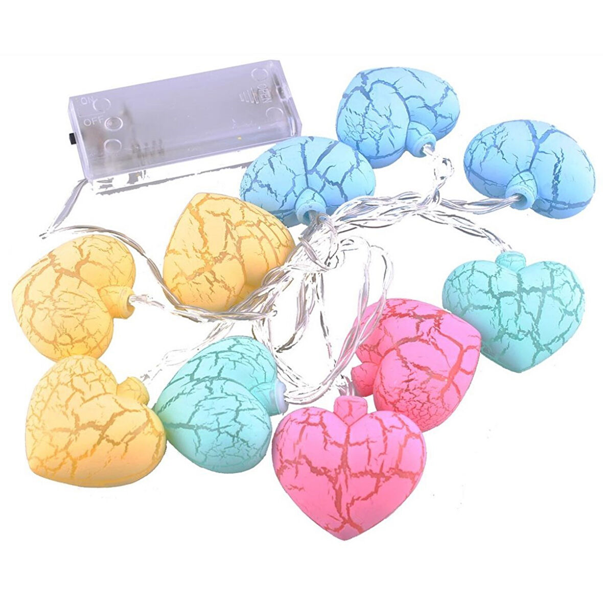 10&amp;apos;lu Renkli Kalp Şeklinde Dekoratif Dolama Led Aydınlatması 