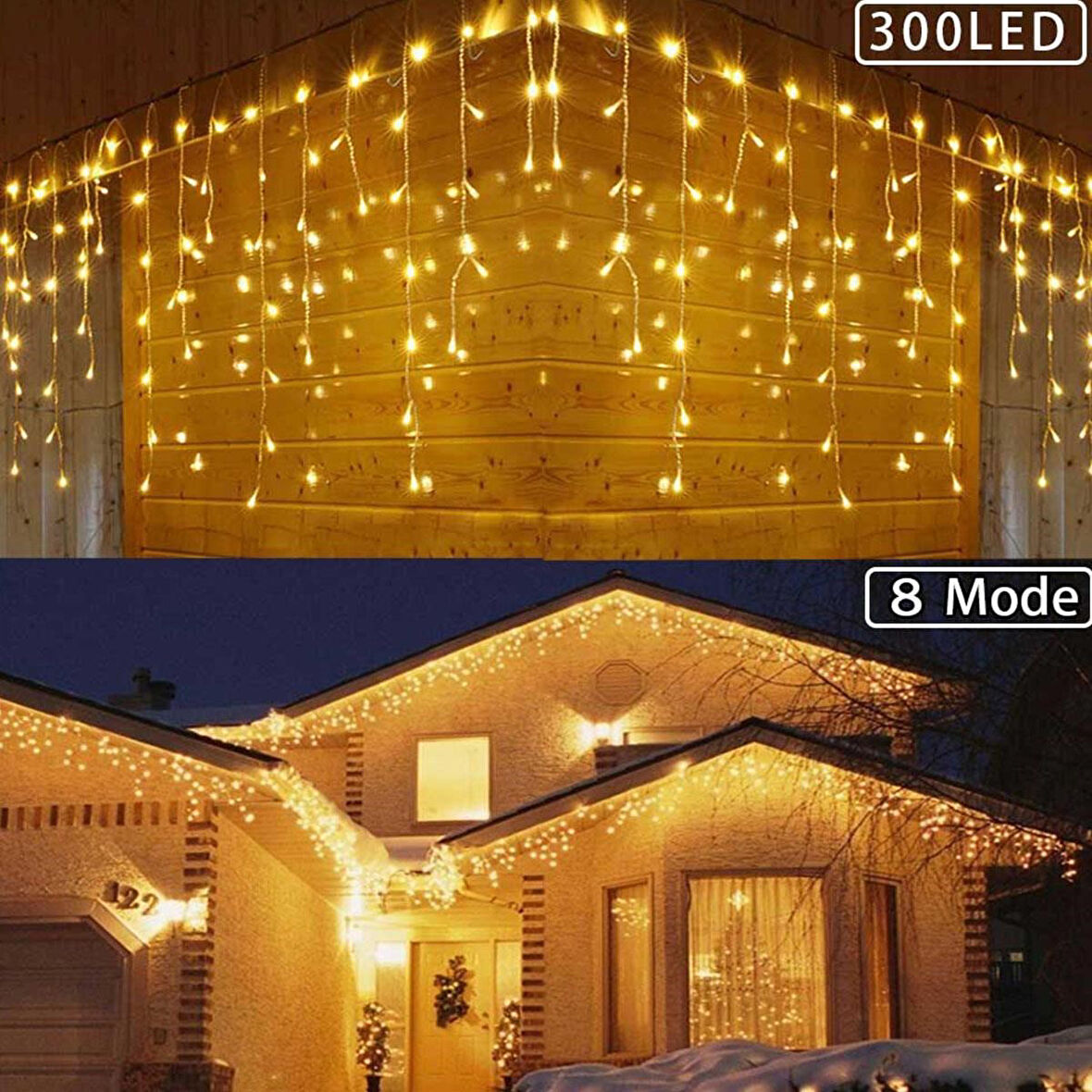 8 Fonksiyonlu 16 Saçaklı Perde Led 3 x 1 (Günışığı) 
