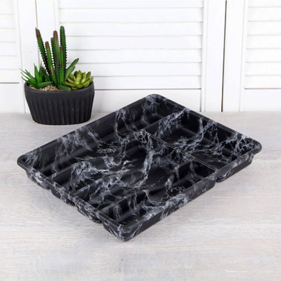 SİYAH - 5 BÖLMELİ ÇEKMECE İÇİ KAŞIKLIK 36X29CM 