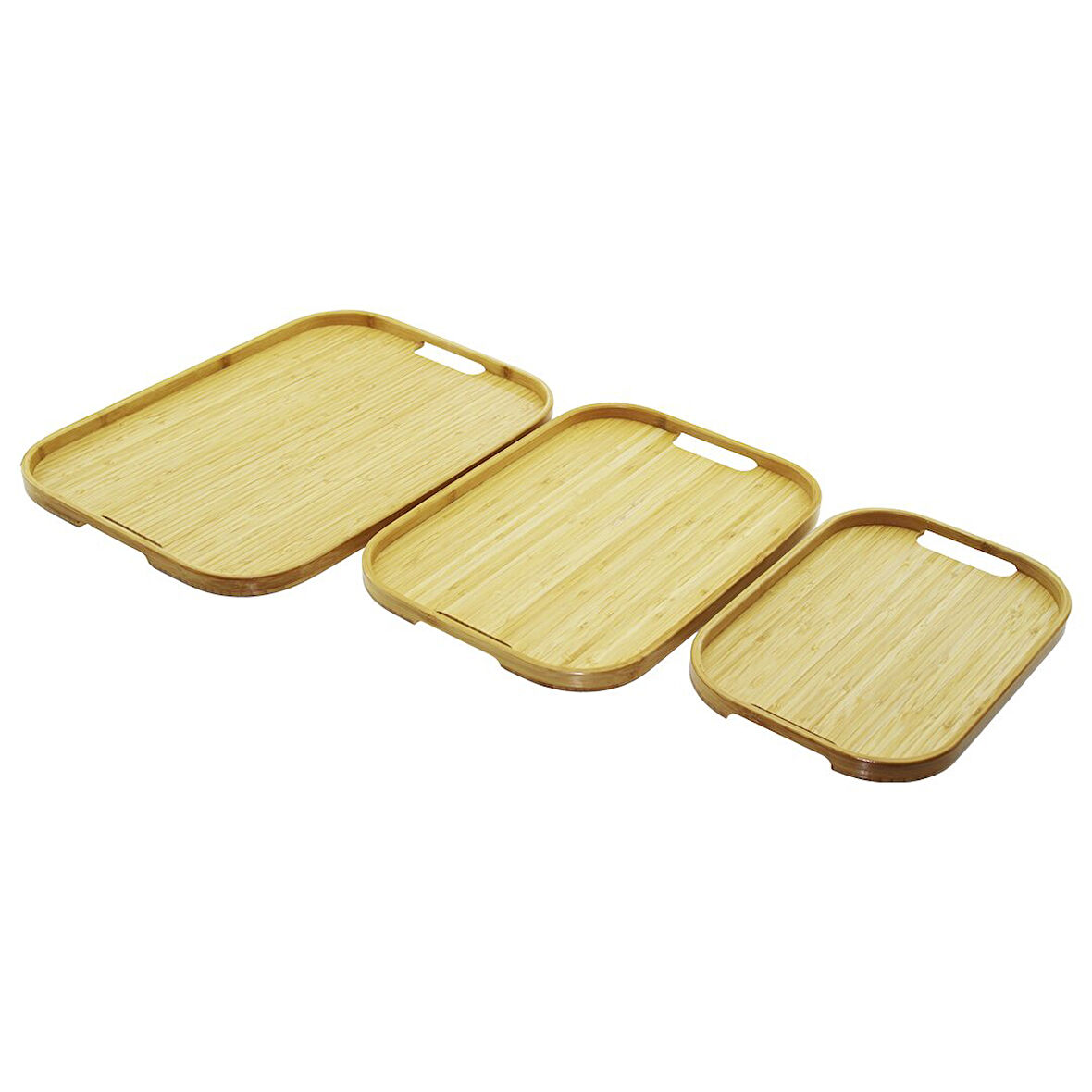 DİKDÖRTGEN - 3 BOY BAMBU AHŞAP TEPSİ SETİ 22X33--28X40--33X45CM 