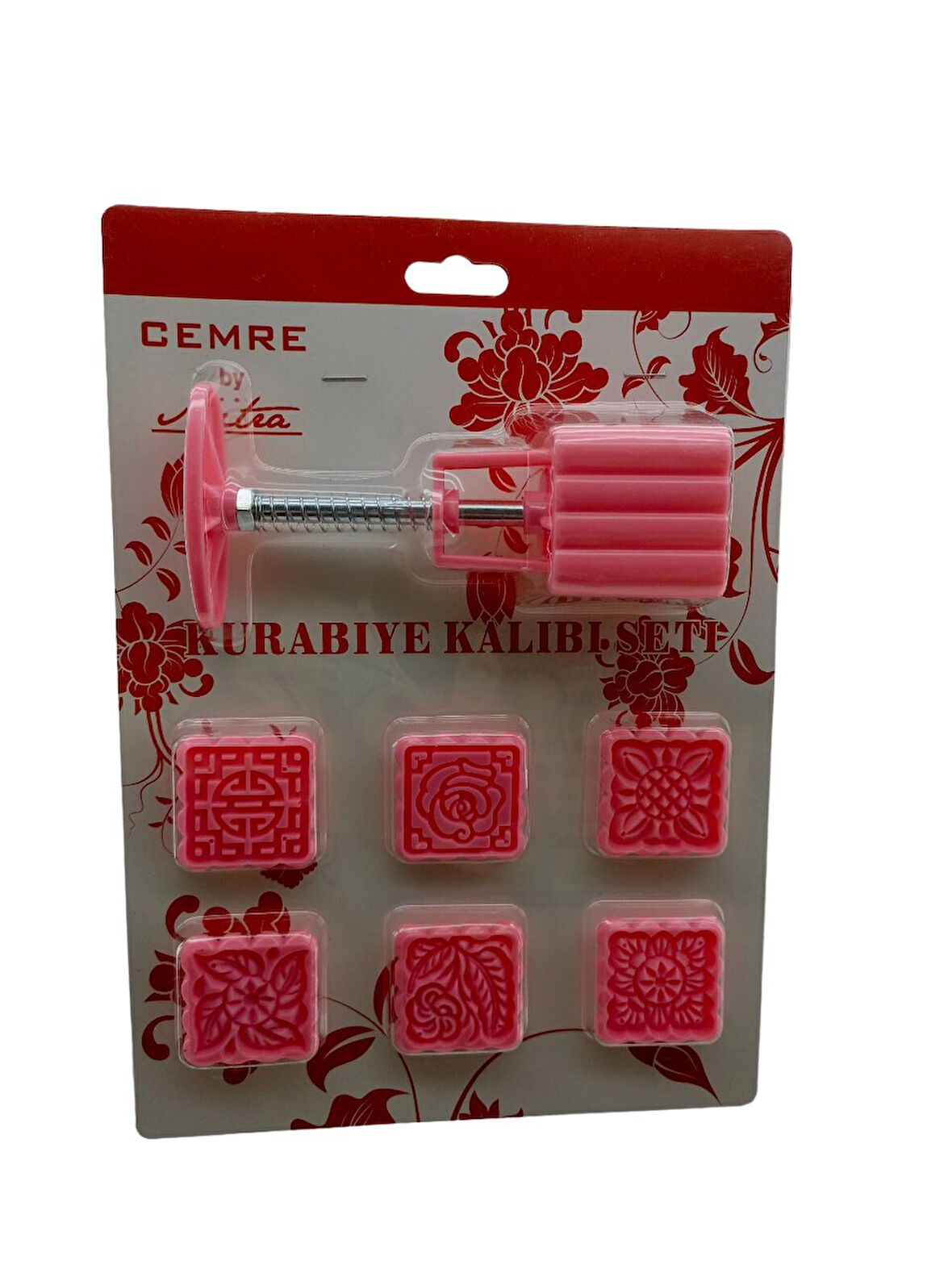 KARE  KURABİYE KALIP SETİ  YAYLI BASKI APARATI - 6PCS KALIP  RENKLİ PLS 