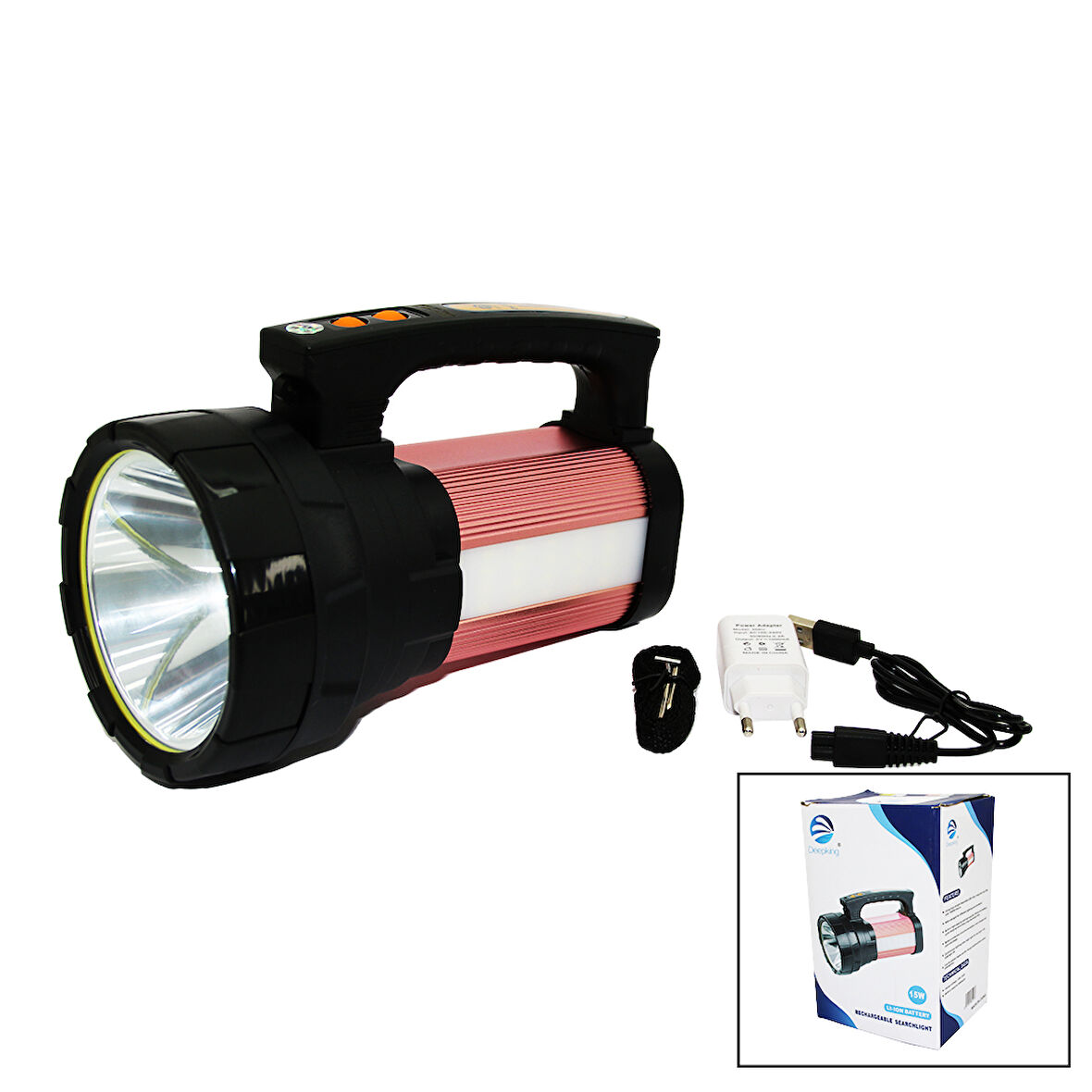 2İN1 15W COB LED - 28LED ŞARJLI EL FENERİ - PROJEKTÖR1000MT- POWERBANK - SU GEÇİRMEZ 