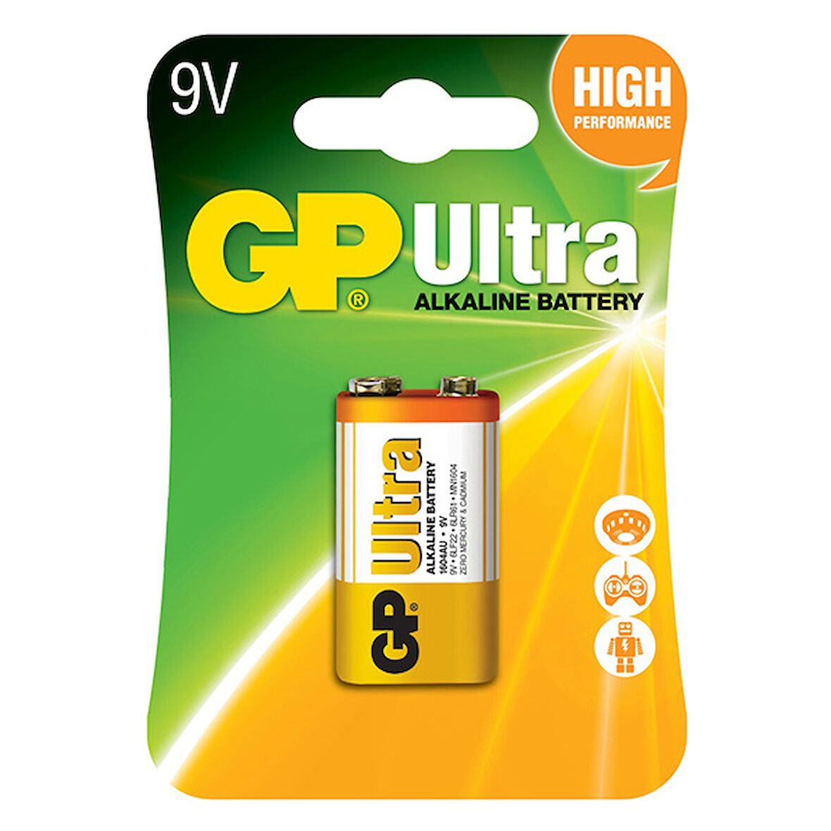 GP 1604AU-5TR1 ULTRA ALKALIN 9 VOLT TEKLİ PİL (6LF22/6LR61/6LP3146/MN1604) 