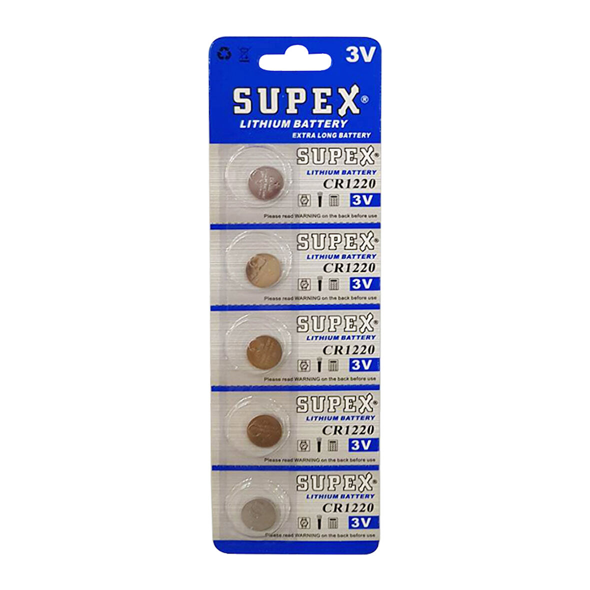 SUPEX CR1220 3V LİTYUM PİL 5Lİ BLİSTER PAKET 