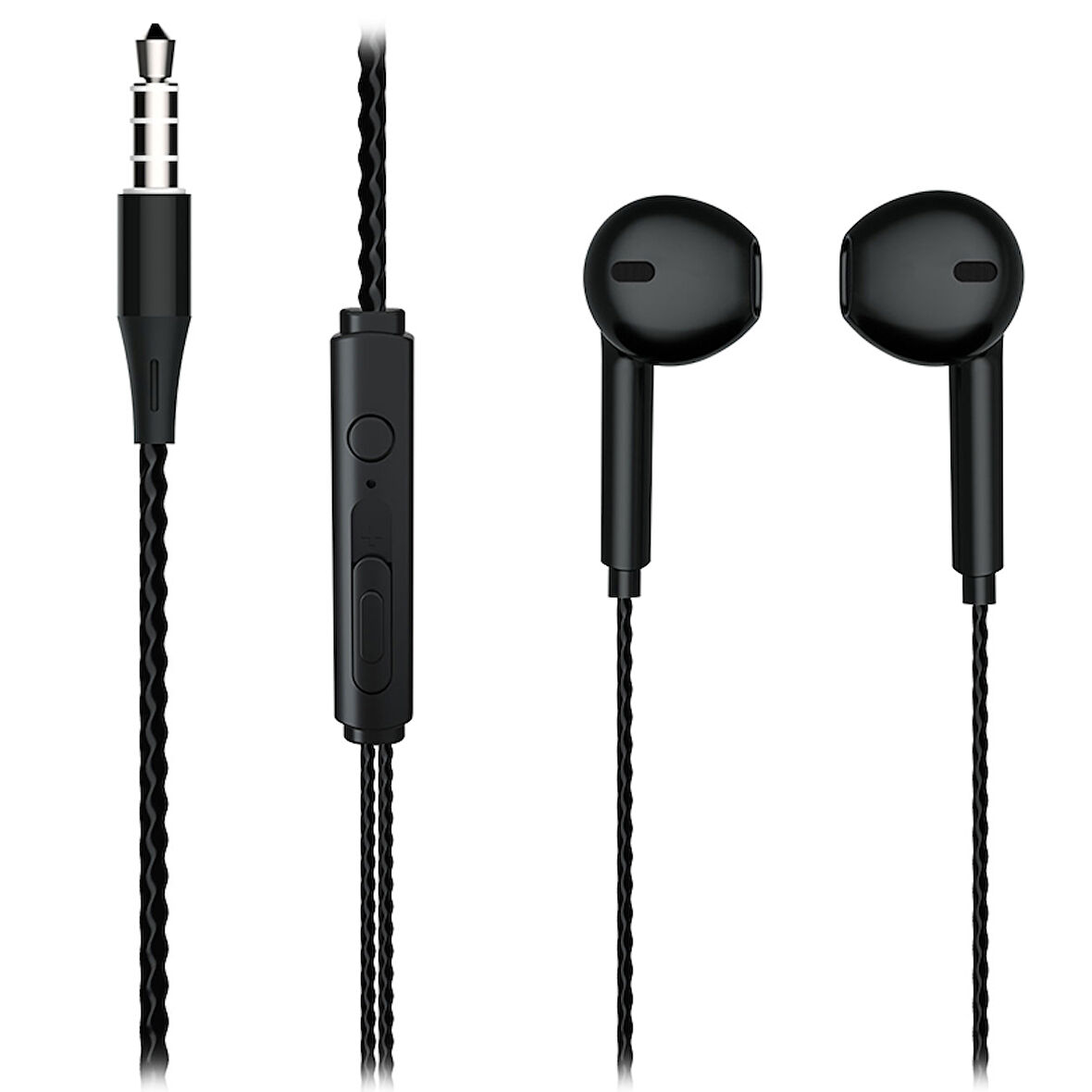 EH104B 3.5MM JACKLI KABLOLU KULAK İÇİ MİKROFONLU SİYAH KULAKLIK 