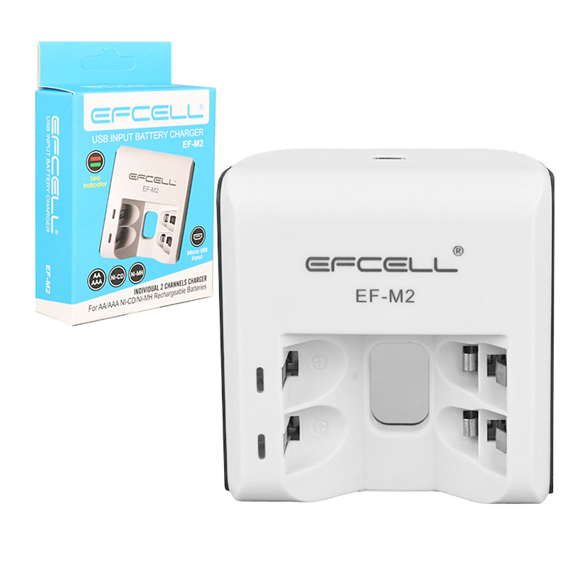 EFCELL M2 AA/AAA 2Lİ PİL ŞARJ CİHAZI 