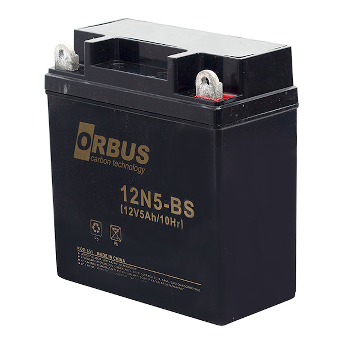 AKÜ 12 VOLT 5 AMPER 12N5-BS ASİT İÇİNDE KARBON MOTOSİKLET AKÜSÜ 