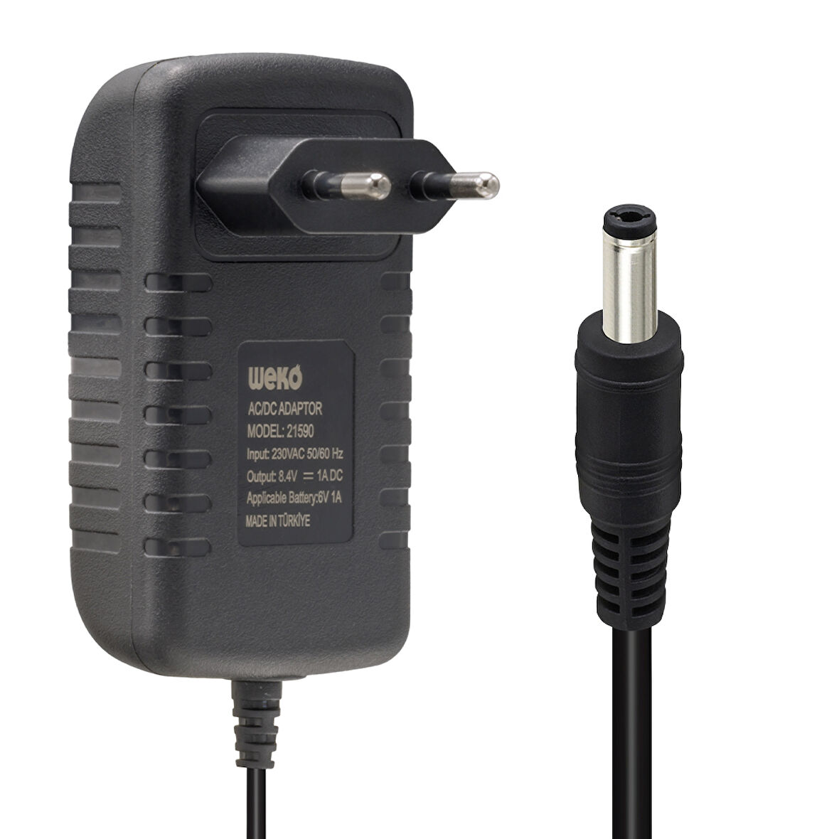 8.4 VOLT - 1 AMPER - 8.4 WATT 5.5*2.5 UÇLU LİTYUM PİL LEDLİ YERLİ ÜRETİM ŞARJ ADAPTÖRÜ (OUT:6V-1A) 