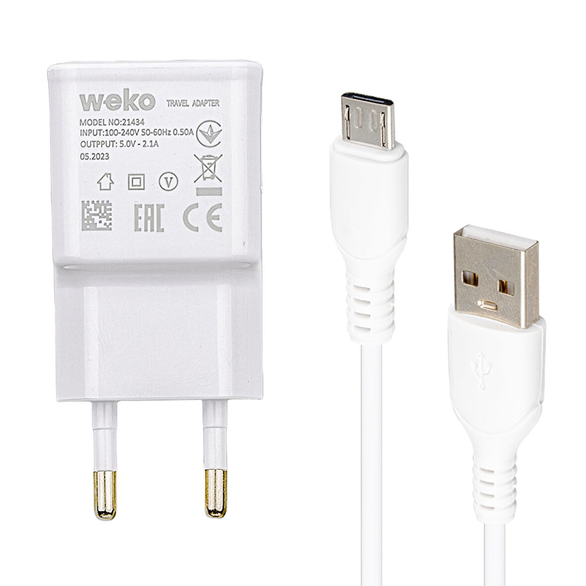 WK-21434 S6 2.1 AMPER ŞARJ BAŞLIK ADAPTÖRÜ + MICRO USB KABLO(NO:3) 